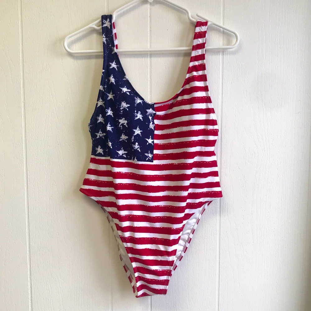 Xhilaration Patriotic American Flag One-Piece Swimsuit